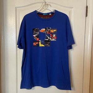Robert Graham ANGLES Classic Fit Cars Graphic Cobalt Blue T Shirt Size 2X Cotton